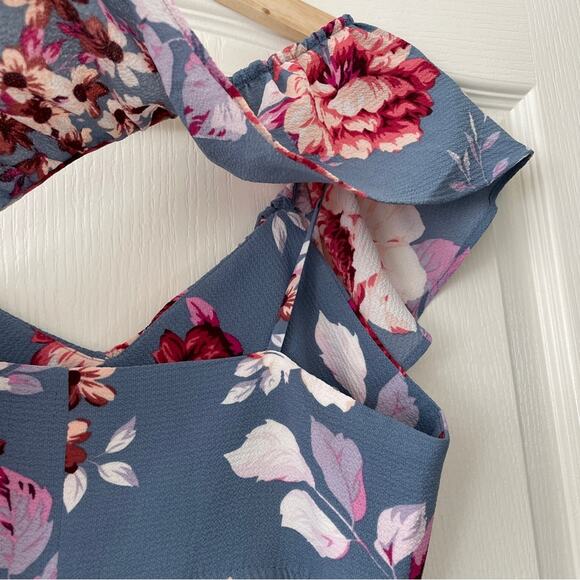 NEW Jill Stuart Rose Print Floral Asymmetrical Ruffle Side Slit Maxi Dress XS - Picture 14 of 16